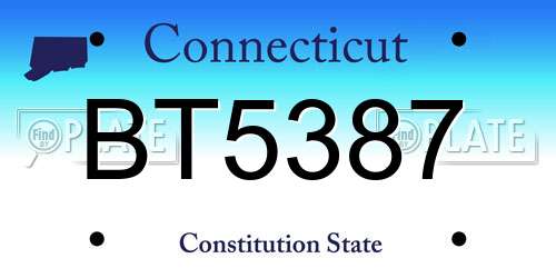 BT5387 Connecticut License Plate