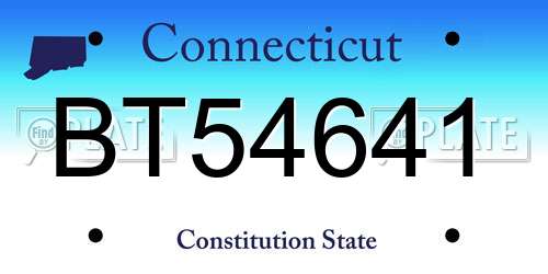 BT54641 Connecticut License Plate