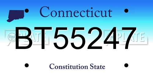 BT55247 Connecticut License Plate