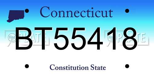 BT55418 Connecticut License Plate