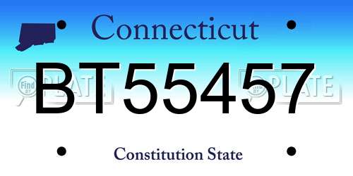 BT55457 Connecticut License Plate