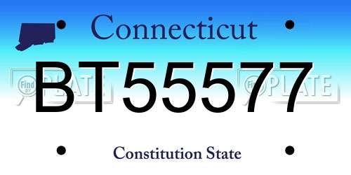 BT55577 Connecticut License Plate