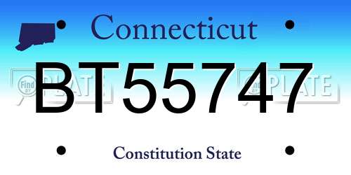 BT55747 Connecticut License Plate