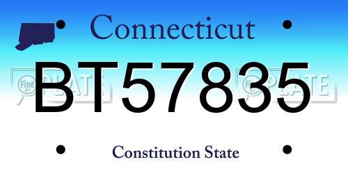 BT57835 Connecticut License Plate
