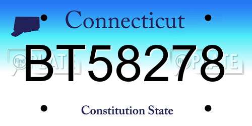 BT58278 Connecticut License Plate