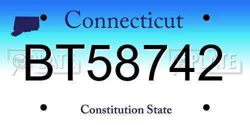 BT58742 Connecticut License Plate