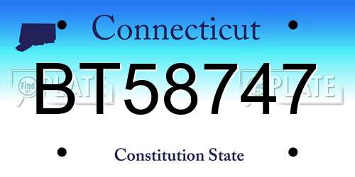 BT58747 Connecticut License Plate