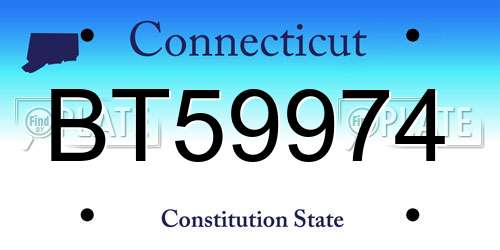 BT59974 Connecticut License Plate