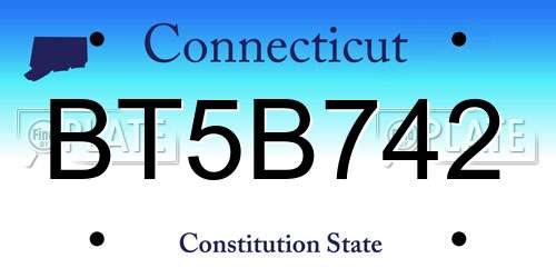 BT5B742 Connecticut License Plate