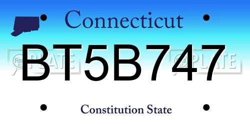 BT5B747 Connecticut License Plate