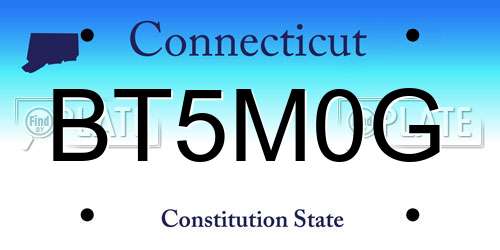 BT5M0G Connecticut License Plate