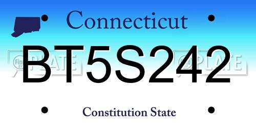 BT5S242 Connecticut License Plate