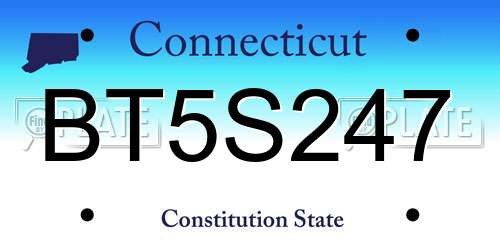 BT5S247 Connecticut License Plate