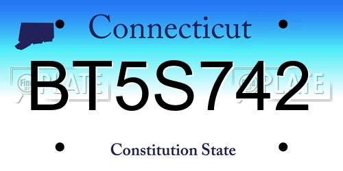 BT5S742 Connecticut License Plate