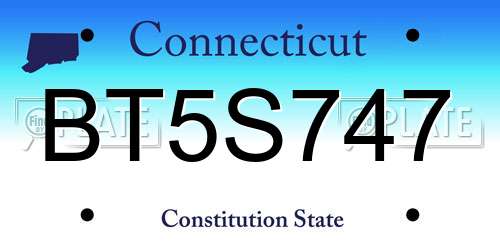 BT5S747 Connecticut License Plate
