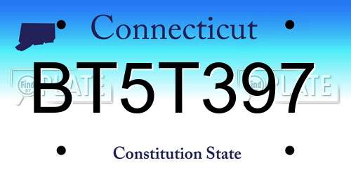BT5T397 Connecticut License Plate