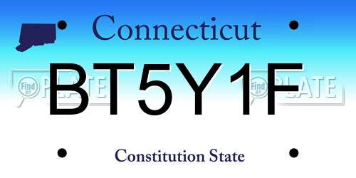 BT5Y1F Connecticut License Plate