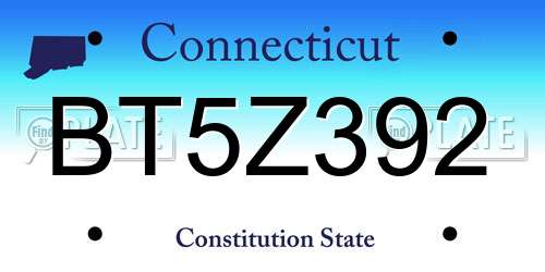 BT5Z392 Connecticut License Plate