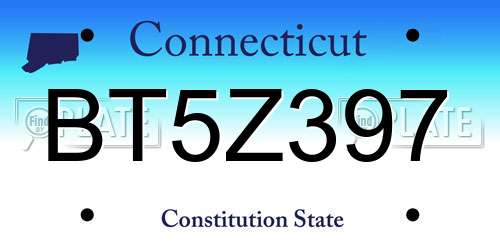 BT5Z397 Connecticut License Plate