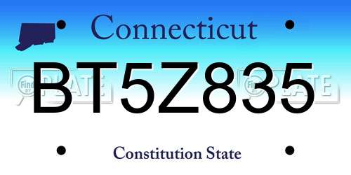 BT5Z835 Connecticut License Plate