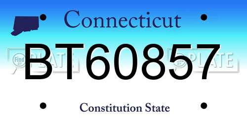 BT60857 Connecticut License Plate