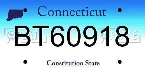 BT60918 Connecticut License Plate