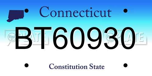 BT60930 Connecticut License Plate