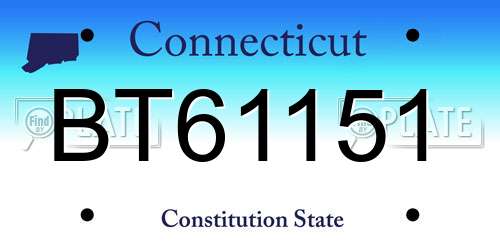 BT61151 Connecticut License Plate