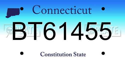 BT61455 Connecticut License Plate