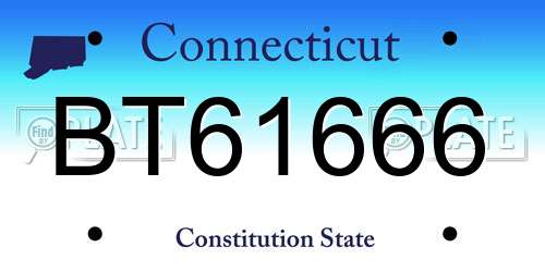 BT61666 Connecticut License Plate
