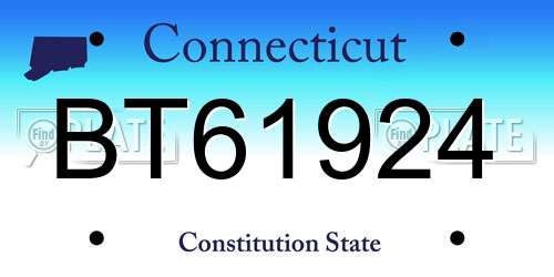 BT61924 Connecticut License Plate