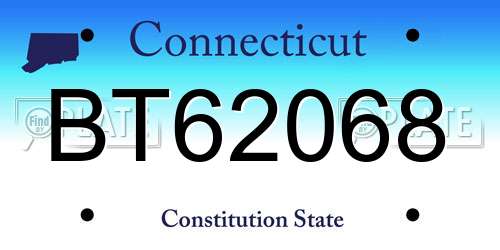 BT62068 Connecticut License Plate