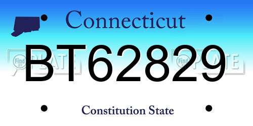 BT62829 Connecticut License Plate