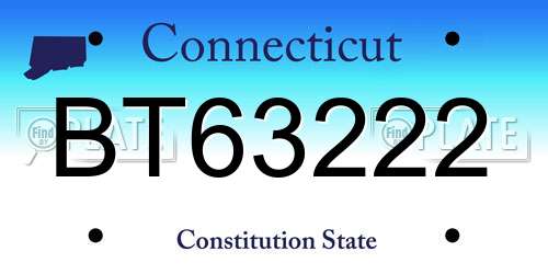 BT63222 Connecticut License Plate