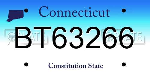 BT63266 Connecticut License Plate