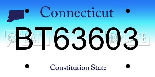 BT63603 Connecticut License Plate