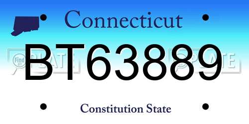 BT63889 Connecticut License Plate