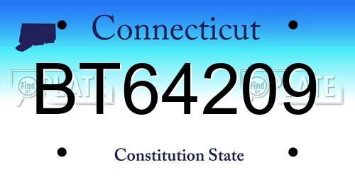 BT64209 Connecticut License Plate