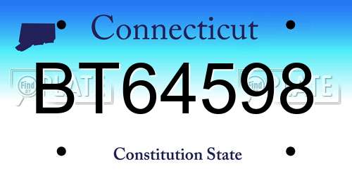 BT64598 Connecticut License Plate