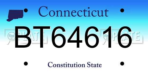 BT64616 Connecticut License Plate