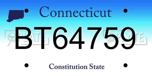 BT64759 Connecticut License Plate