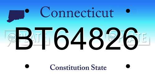 BT64826 Connecticut License Plate