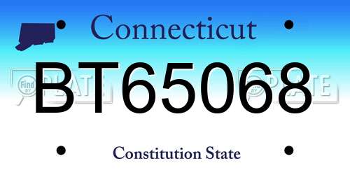 BT65068 Connecticut License Plate