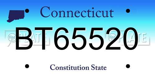 BT65520 Connecticut License Plate