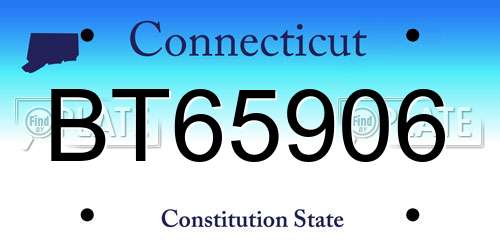 BT65906 Connecticut License Plate