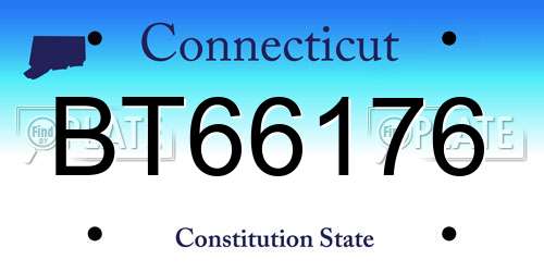 BT66176 Connecticut License Plate