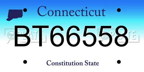BT66558 Connecticut License Plate