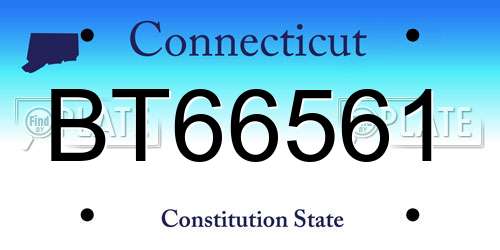 BT66561 Connecticut License Plate