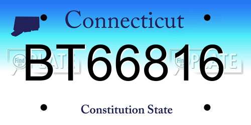 BT66816 Connecticut License Plate