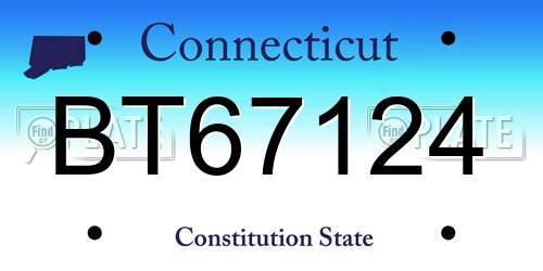 BT67124 Connecticut License Plate